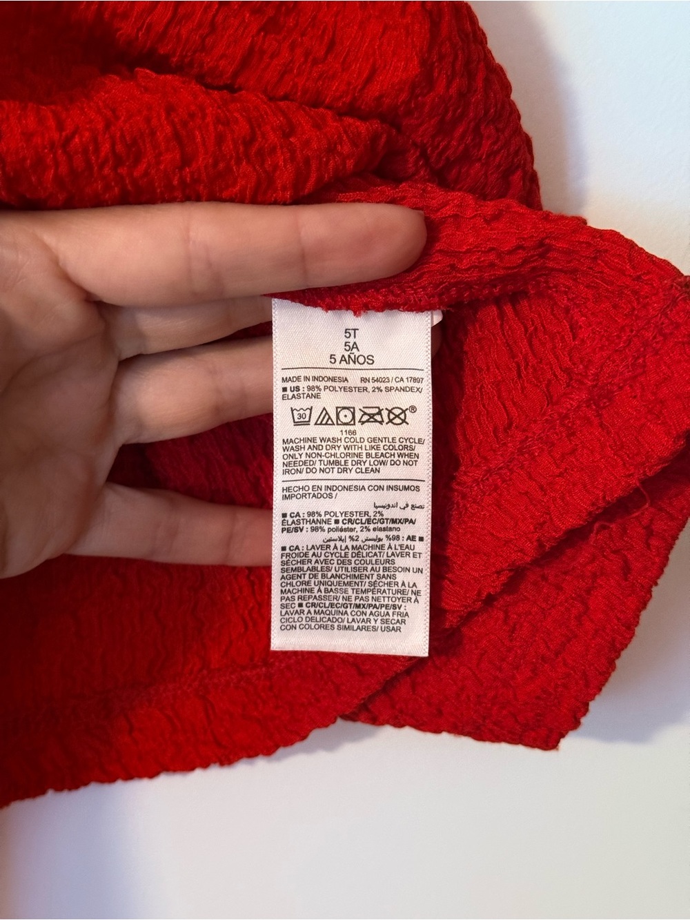 Old Navy Girls 5T Red Textured Bow-Front Sundress - Picture 5 of 7